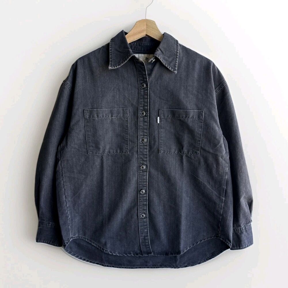 NWT Vintage Levi’s SilverTab Boxy Button Up Shirt Black Denim Men's Size XS NEW